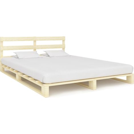 Cadre de lit de palette sans matelas 160x200 cm bois massif pin