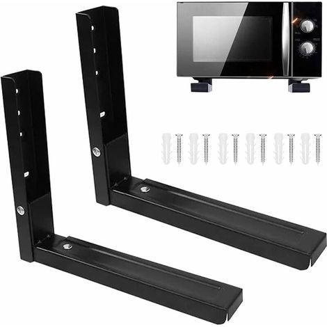 2-Piece Microwave Wall Mount Brackets, Microwave Oven Supports, Universal Microwave Oven Mount, Includes 6 Screws, Used to Support Microwave Ovens (Black) (1/5)