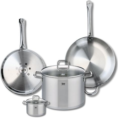 Ensemble de 2 Poêles de cuisson 28 et 32 cm et 2 faitouts 12 et 26 cm Elo Profi Citrin (1/5)