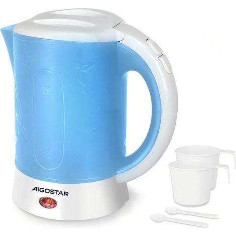 Bouilloire électrique Aigostar Mini 650 W 0,6 L, portable pour les voyages, idéale pour la maison et le bureau