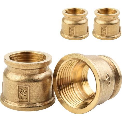 4 Pièces Manchon Réducteur Hexagonal Femelle-Femelle 3/4" vers 1" BSP, Laiton Massif Paroi Épaissie, Adaptateur pour Transition de Diamètre en Plomberie (1/5)