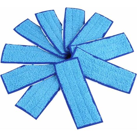 Mop Pad, 10 Washable & Dry Replacement Pads (Wet Pads - Blue)