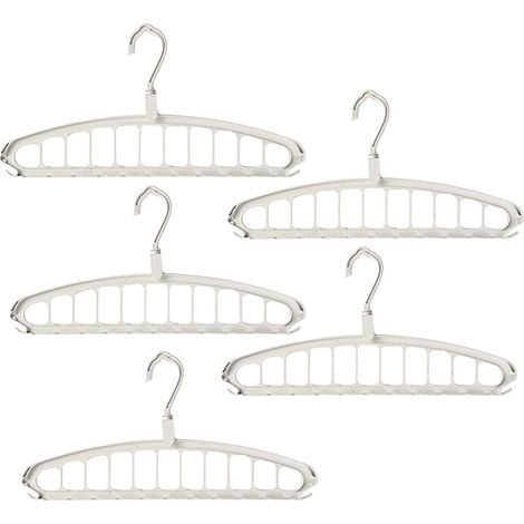5 Pièces Cintres Multifonctions pour Armoire, Cintre Gain de Place, pour Penderie Closet, Le Stockage et Le Séchage Vêtements (Blanc)