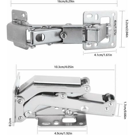 Charnière hydraulique à tampon sans trou Charnière à grand angle sans trou avec amortissement 4pcs (1/4)