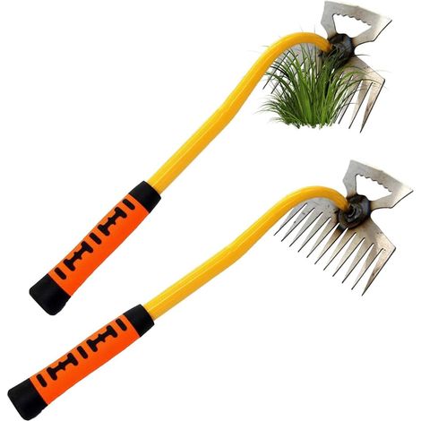 Attrezzi per diserbo, zappa e rastrello cavo 2 in 1, diserbante da giardino durevole, attrezzo per diserbo manuale, estirpatore manuale di erbacce, estrattore di erbacce