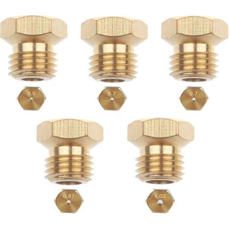 Pack de 5 gicleurs gaz butane universels 0,5/0,7/0,87/1,02 mm – Installation filetée pour brûleurs – Conversion gaz naturel en GPL (1/5)