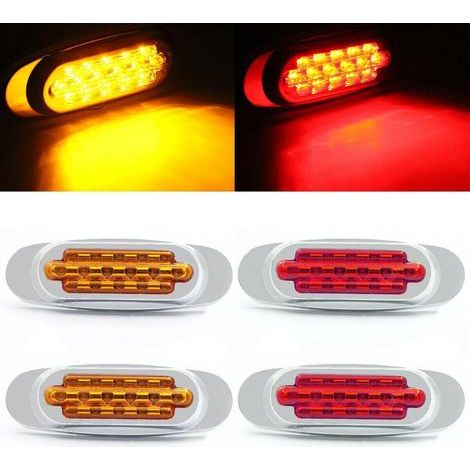 AIDUCHO 4 Stück – 16 LED-Seitenmarkierungsleuchten, verzinkt, 12–24 V, Rückleuchten, Umbausatz für asiatische Lastwagen (1/5)