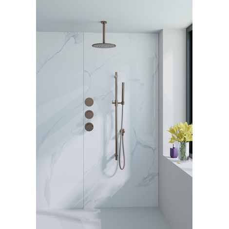 Fortifura Nebbio Ensemble de douche pluie - robinet encastré - élément encastré - barre de douche - flexible de douche lisse - douchette bâton - bras (1/5)