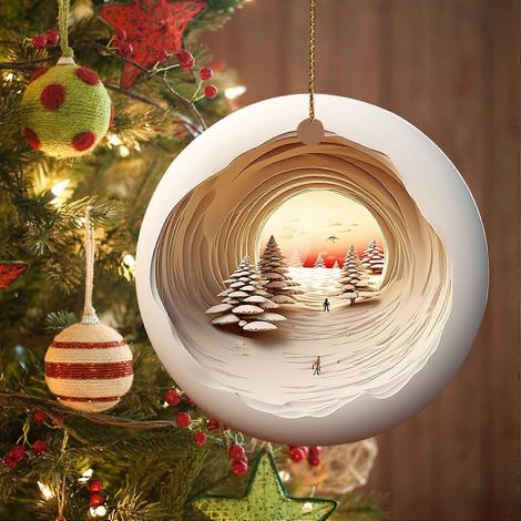 Weihnachtsdekorationsornamente, runde Acryl-Weihnachtsornamente, festliche Wandornamente, weihnachtliche Hängeornamente, 04 (1/5)