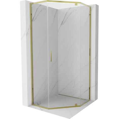 Mexen Exo fünfeckige Duschkabine, Schwingtür 90 x 90 cm, transparent, gold - 812-090-090-50-00 (1/5)