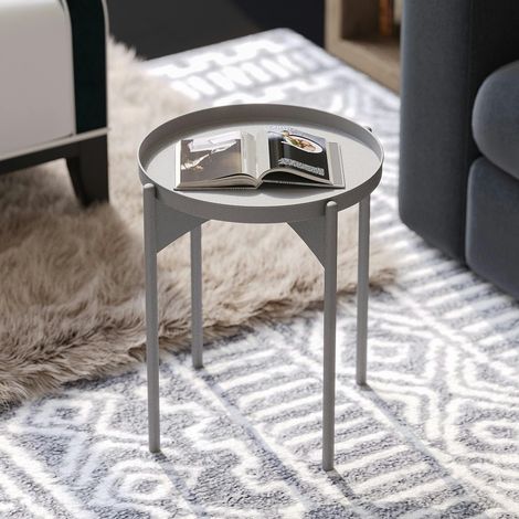 Petite table ronde grise design & plateau assorti SFAX (1/5)