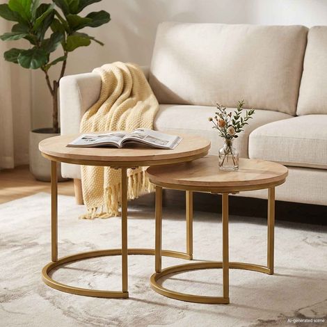vidaXL Tables basses gigognes 2 pcs Bois de mangue massif et acier