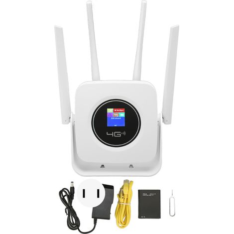Routeur sans fil 4G LTE avec emplacement carte SIM, 300Mbps, point d'accès WiFi mobile, 4 antennes, 100-240V, blanc, prise américaine (1/5)