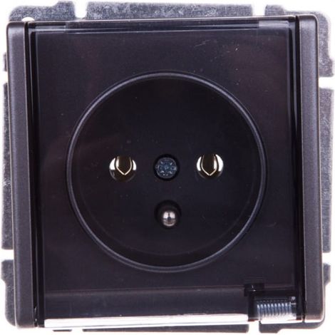 KOS66 Spritzwassergeschützte Steckdose mit/ohne IP44 mit Abdeckungen, Rauchschutzklappe, Graphit 666040