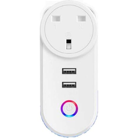 Prise connectée WiFi avec 2 ports USB, sans hub, minuterie et télécommande, rallonge de chargeur USB pour la maison ou le bureau.