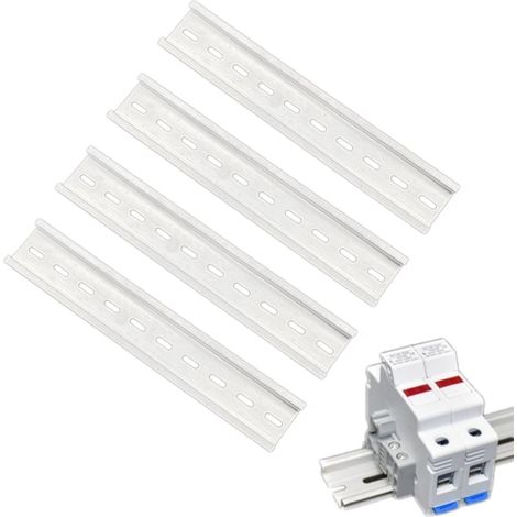4 pièces Rail Montage DIN 20cm Rail DIN Fendu 35mm Largeur 200mm Long Rail Guidage DIN pour série bornes sur Rail DIN ts35 et contacteur, Installation de bornier sur Rail DIN en Aluminium c45 (1/5)