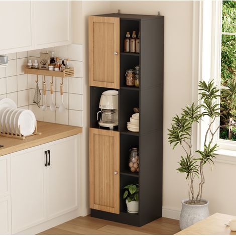 Mueble esquinero de almacenaje 50 x 35,5 x 170 cm, 6 estantes, 2 puertas, MDF antracita DESVIAE (1/5)