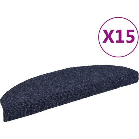 Stair Mats Self-adhesive 15 pcs 65x21x4 cm Blue Half Round Large vidaXL
