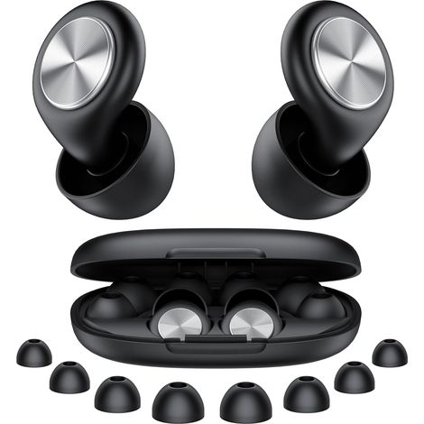 Bouchon d'oreille pour dormir, 45dB boule quies réutilisables réduisant le bruit pour dormir, doux et réutilisables, bons pour dormir, voyager, se concentrer, concerts (Noir) (1/5)