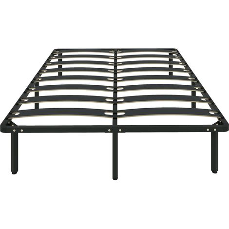 HOMCOM somier 140x190 cm, altura 26 cm, estructura de cama de plataforma de acero con espacio de almacenamiento debajo, fácil de montar, negro