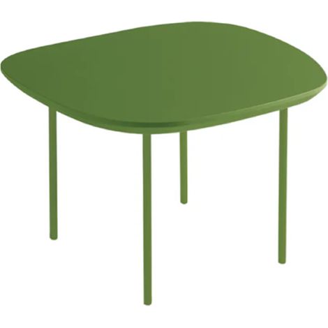 Tavolino con piano sagomato in legno Verde e base in metallo - FLUX Small (1/3)