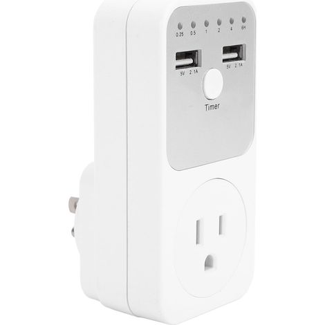 Prise minuterie USB double commande Fafeicy, matériau PC haute (1/5)