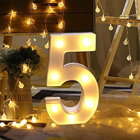 Lampe numérotée LED, chiffres lumineux, décoration LED pour fête d'anniversaire, mariage et vacances, maison, bar (5)