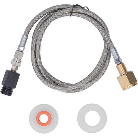 Adaptateur de remplissage pour cartouche de CO2, raccord pour réservoir de remplissage avec tuyau de 152 cm en acier inoxydable CGA320