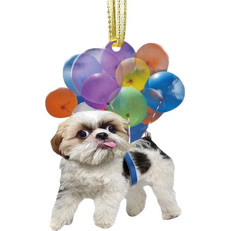 Pendentif pour rétroviseur de voiture, décoration suspendue en forme de chien avec ballon coloré, adorable et amusante décoration intérieure pour rétroviseur de voiture (1/5)