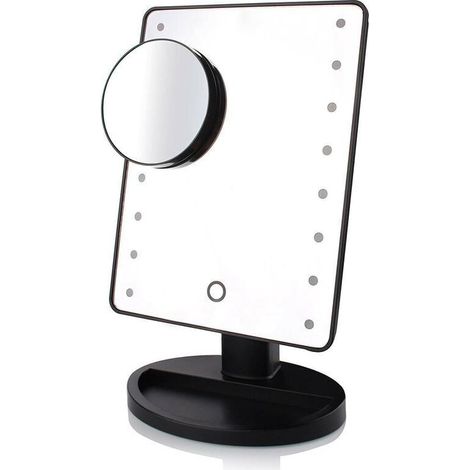 Miroir Lumineux, Miroir Maquillage LED Grossissant 10X, Miroir LED, Recharge USB et Batterie, Miroir de Maquillage à 360 °, Miroir Grossissant Lumineux pour Le Maquillage, Le Rasage,noir (1/4)