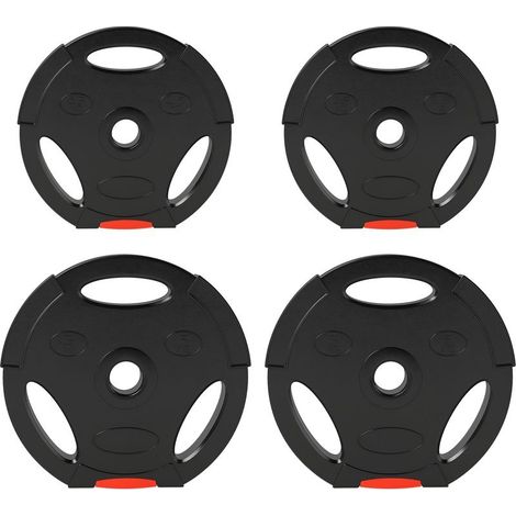 Kit of lestage includes 2 discs of 5 kg and 2 discs of 2,5 kg in polypropylene and sand, MM 27 x 4,5 cm and MM 24 x 3,5 cm, black (1/5)