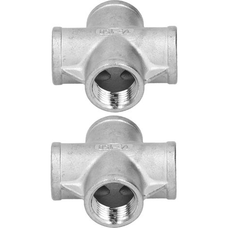 Lot de 2 adaptateurs 4 voies 1/2‑150, raccords NPT en acier inoxydable pour tuyauterie de brassage amateur (1/5)
