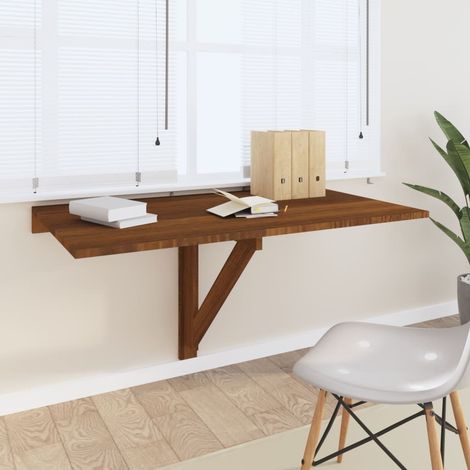 Table murale pliable Chêne marron 100x60x56cm Bois d'ingénierie CFW87289 (1/5)