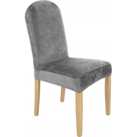 FUNDA DE SILLA REDONDA DE TERCIOPELO ELÁSTICO GRIS [21R8]