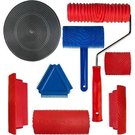 8-teiliges Werkzeugset mit Gummiholzmaserung, Gummikamm, Dekor mit Holzmaserungseffekt, Farbroller in Holzoptik, Farbroller mit Holzeffekt, Farbroller mit Holzimitat, Kamm mit Holzoptik (1/5)
