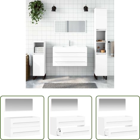 Spiegel - Badschrank mit Spiegel Weiß Holzwerkstoff (1/5)