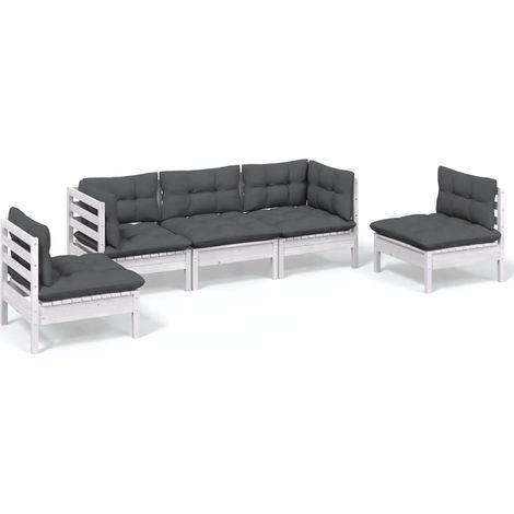 Maison Exclusive - Set Salotto da Giardino 5pz con Cuscini Legno Massello di Pino (1/5)
