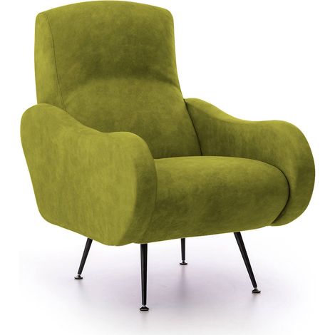 Poltrona Lasnigo, Poltroncina Braccioli, Peso Supportato 90 kg Made in Italy, Materiale Struttura in Legno, 70x100x98h cm Verde