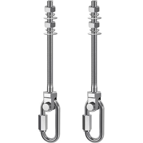 2pcs Crochet de Hamac, M10 x 180mm Accroche de Balançoire Fixation Fauteuil Suspendu Pivot Ensemble Support Fixation Plafond/Poutre pour Corde Yoga/Cerceau Aérien/Sac Frappe/Sac Sable,1500lbs (1/5)