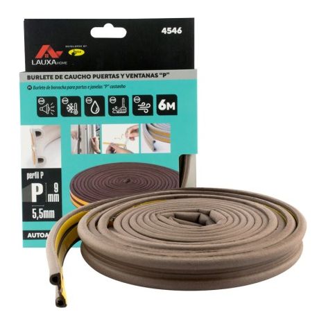 Burlete de caucho perfil P 9 mm x 6 m, flexible y resistente - MARCA (1/4)