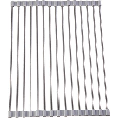 Égouttoir multifonction extra large enroulable et extensible, gris (1/4)
