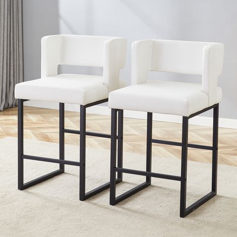 Ensemble de 2 chaises Nordic Windbar blanches design carré moderne pieds métal noir légères confortables