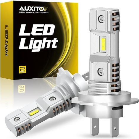 2 H7-LED-Lampen mit CSP-Chip für Scheinwerfer, lüfterlos, ultrahell und leistungsstark, 12 V, Mini-Größe 1:1, extraflache Autoscheinwerfer – AquaForge