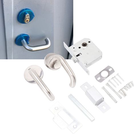 Serrures pour portes coupe-feu, serrures pour portes de secours, poignées de porte de secours en acier inoxydable pour passages de sécurité, ensemble complet universel (1/5)