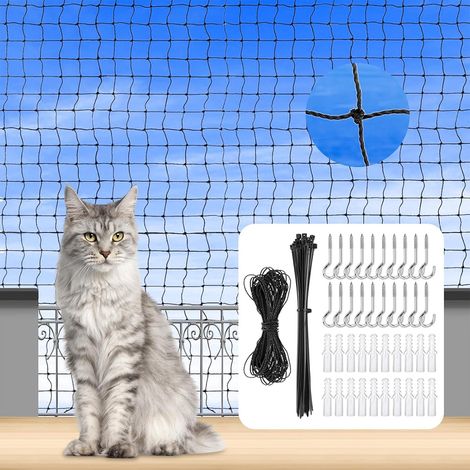 Filet pour Chat pour Balcon, Amélioré 4x3m Filet de Protection Chat, Résistant Aux Morsures Et à La Déchirure, pour Sécuriser Les Balcons, Terrasses, Fenêtres, Portes (1/5)