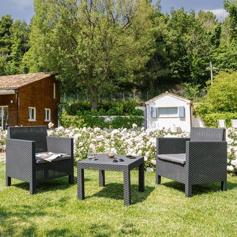 Set da giardino 2 posti PENELOPE – Nero antracite