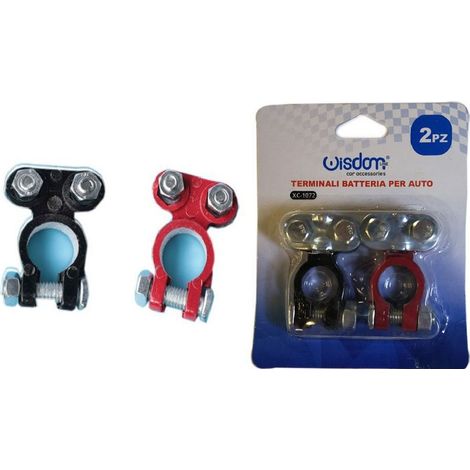 TRADE SHOP - Set 2 Pezzi Terminali Terminale Batteria Per Auto Morsetti Con Bullone Xc-1072 - (1/2)