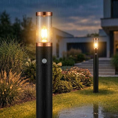 Lampada da terra lampada da terra fumo rame rilevatore di movimento da esterno giardino acciaio inossidabile, 1x E27, PxH 7,6x110 cm, set di 2 (1/5)