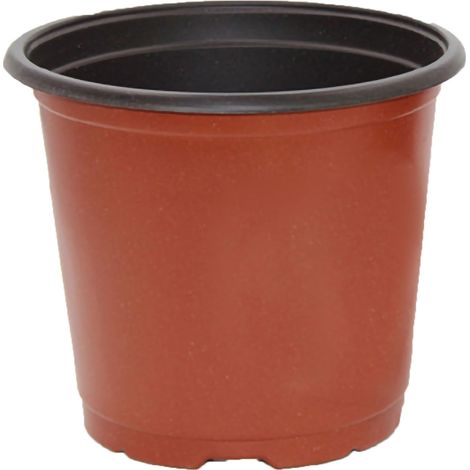 Pot de pépinière de plantes en plastique épaissi, pot de semis de 2 couleurs, conteneur de plantes à fleurs pour jardin et balcon, calibre 110 mm / 4,3 pouces, 3 pièces