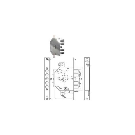 SERRATURA TRIPLICE APPLICARE C/SCROCCO CIL. EUROP. BLIND. 2155PEN N/FL mm.60 SX (2155PEN11N/FL) CR